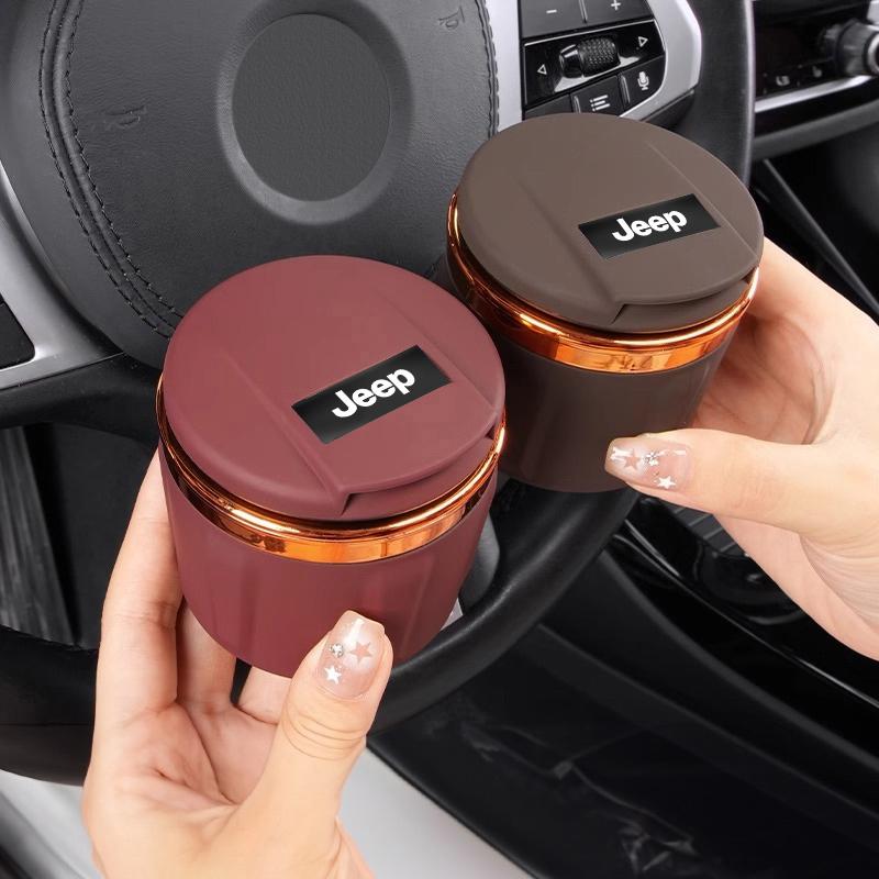 Car Ashtray LED Interior Ceramic Ashtrays For Jeep Grand Cherokee Wrangler JK Gladiator Compass Renegade Wagoneer Avenger Recon AJT1