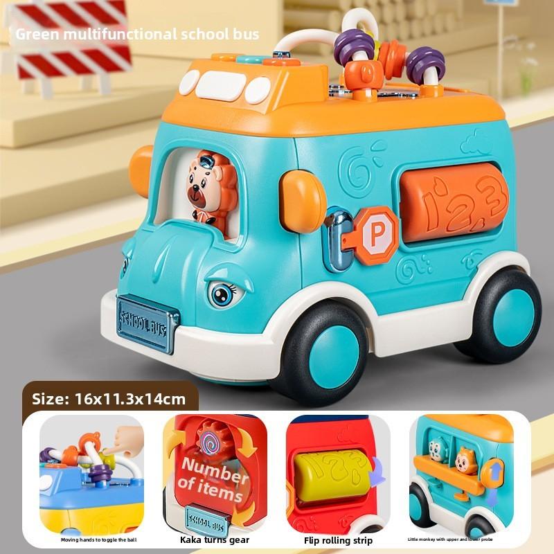 Multifunctional School Bus Light Sound Educational Toy For Toddlers Boys And Girls