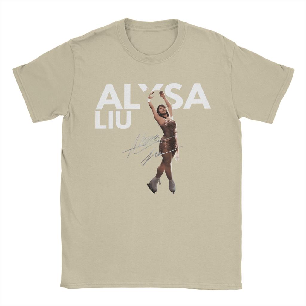 Vintage Alysa Liu Usa Skating TShirts for Unisex Crewneck Cotton T Shirts Short Sleeve Tee Shirt Gift Idea Clothes