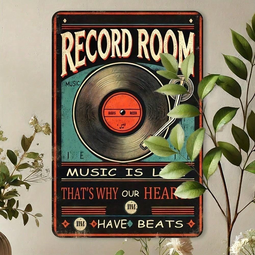 Vintage Metal Wall Sign Retro Music Record Store Decor Home Bar Cafe Garage Iron Art Hanging Plaque
