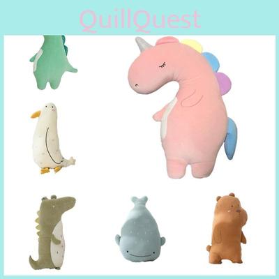 Duża Miękka Pluszowa Poduszka Dinozaur Dla Dzieci Kreskówkowy Wzór Zwierzęcy Styl Skandynawski 75cm Wysokość