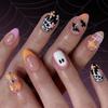 Halloween Press On Nails Almond Fake Nails Bat Acrylic Nails Glossy False Nails Stick On Nails Full Cover Fake Nails
