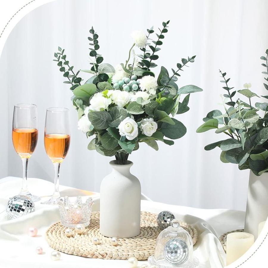 Golden Multicolor Artificial Eucalyptus Leaves Faux Greenery Boughs Wedding Bride Bouquet Home Vase Table Diy Decor Trim Props