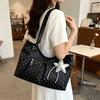 2026 New Korean Style Polka Dot Tote Bag, Silver Star Charm, Large Capacity Commuter Shoulder Bag for Women, Versatile Casual Tote Bag