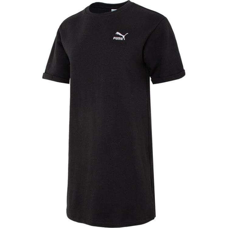 

Puma Дышащий повседневный спортивный пуловер миди с принтом сзади и круглым вырезом, облегающее платье с короткими рукавами, женское платье черного цвета 623257-01 S