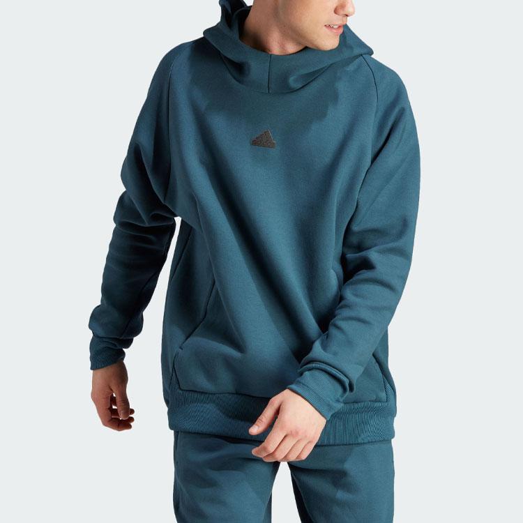 Adidas New Z.N.E. Premium Hoodie Solid Logo Quick-Dry Sports Casual Loose Hooded Sweatshirt Men Hoodies Arctic-Blue IN5114
