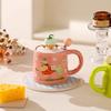 Cartoon Cute Mug with Cover Spoon High Looking Creative Birthday Drink Water Cup for Girls Home Souvenir Ceramic Cup