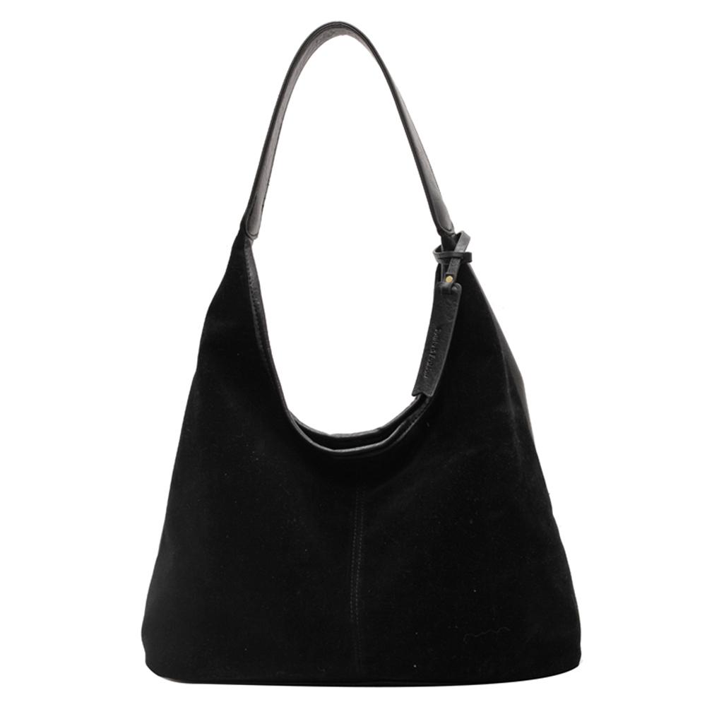Women Suede Tote Bag Slouchy Retro Handbag Magnetic Closure Large Capacity Purse for Work Travel