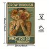 1pc Sign Funny Retro Tin Sign, Flower Pot Head Grow Through What You Go Through Sign Mental Health Sign Pot Head Sign