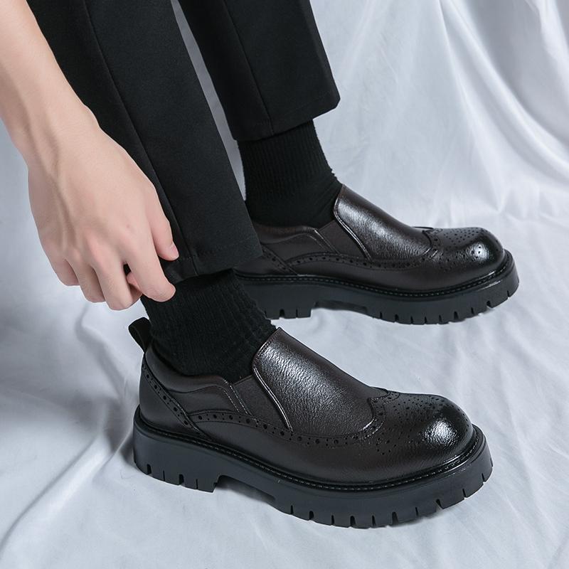 

Повседневные мужские туфли на толстой подошве, увеличивающие рост, британские, входящие в тренд, мужские классические деловые туфли для мужчин 45 коричневый