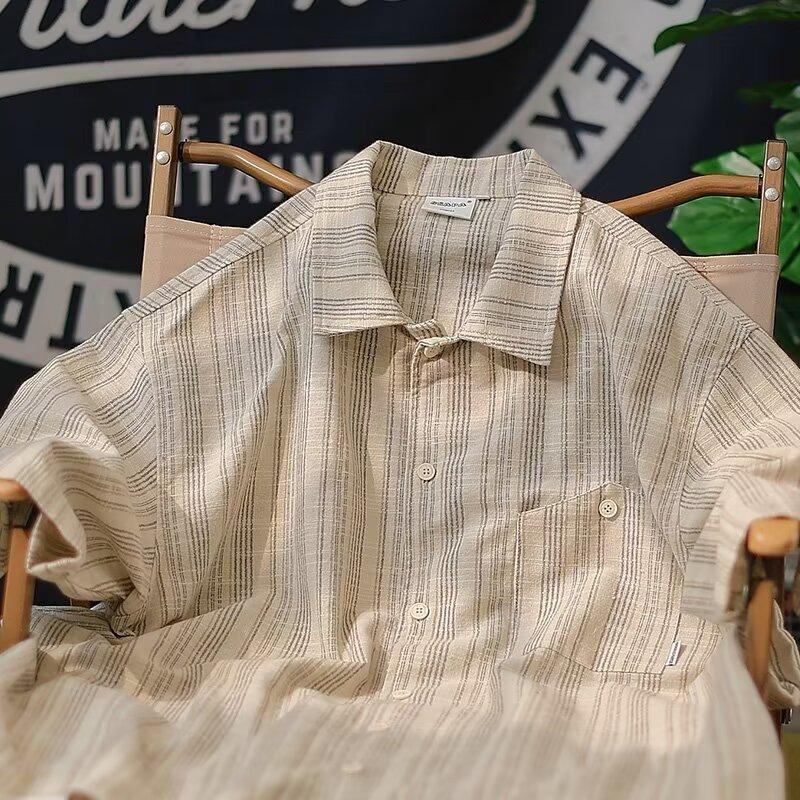 Letní oblečení Pánská retro ležérní košile Studentská volná Niche design Zábavný nový pánský top pro venkovní nošení