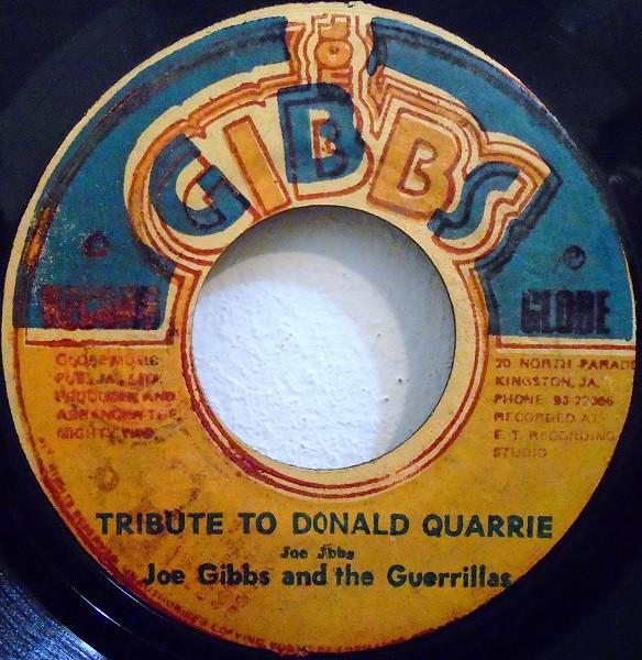 

7inch Record JOE GIBBS THE GUERRILLAS Tribute To Donald Quarrie NONE Joe Gibbs Recor Jamaica Reggae Ska Dub Used