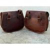 Bag Motorcycle Luggage Black Pouch Tool Panniers Two Pcs Leather Saddle Side