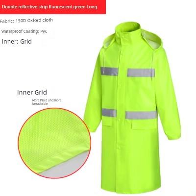 Rainproof Long Reflective Raincoat Adult Breathable Sanitation Property Security Duty Labor Protection Trench Coat Full Body Raincoat