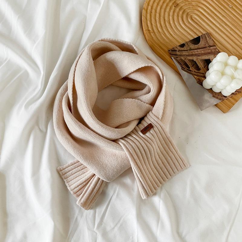 

24 new winter knitted scarves women s acrylic high-end beige with careful machine vertical striped scarf