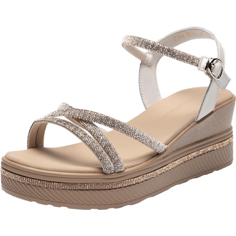 ZHR Women s Rhinestone Platform Sandals 37