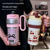 Cartoon Big Mac 316 Stainless Steel Thermos with Handle and Straw, Large Capacity, Double-Sealed Portable Cup