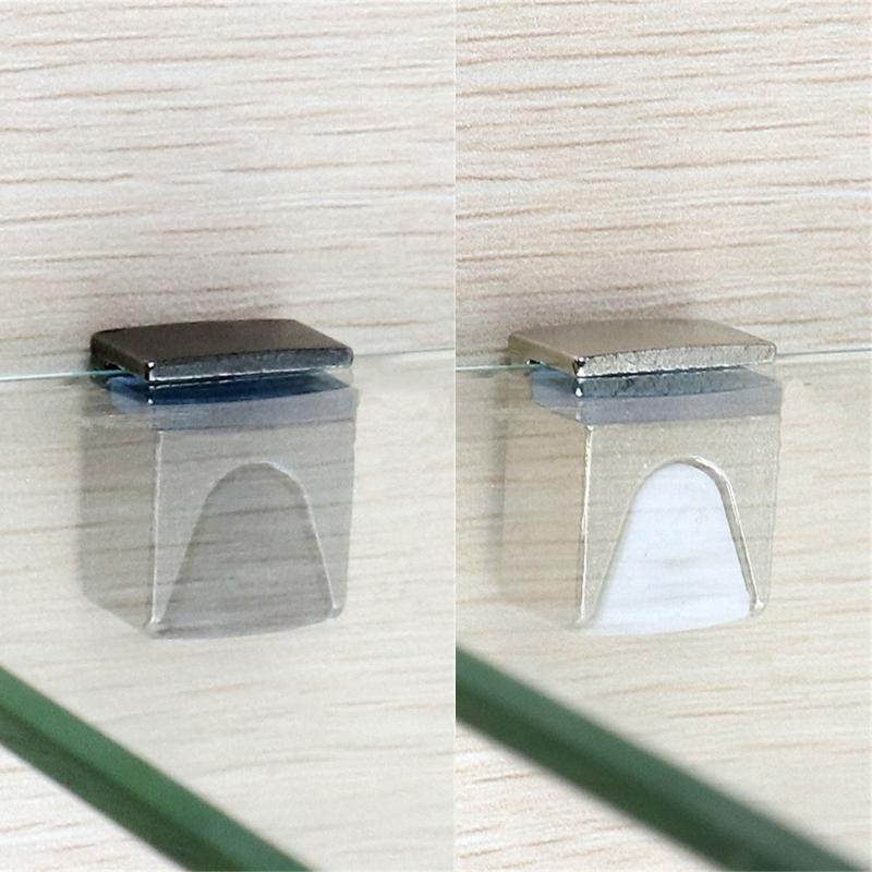 4 Stück Mehrzweck-Verstellbare Glasplakettenhalter für Vitrinen Schränke und Paneele Gefertigt aus robuster Zinklegierung