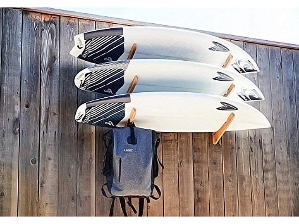 Bamboo Surf and Skateboard Multi-Layer Wall Rack