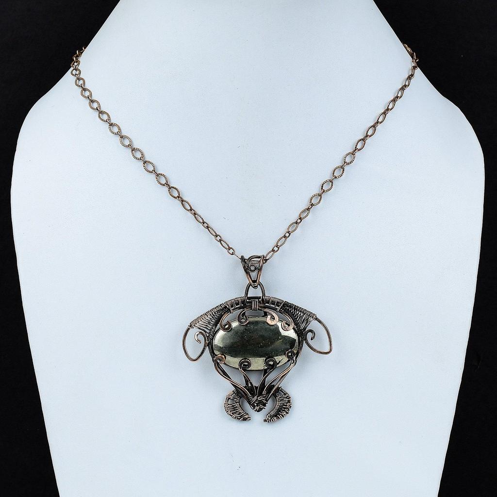 Apache Pyrite Pendant Copper Wire Wrapped Pendant Handmade Pendant Wire Wrap Gemstone Jewelry Unique Pendant Copper Jewelry Anniversary Gift