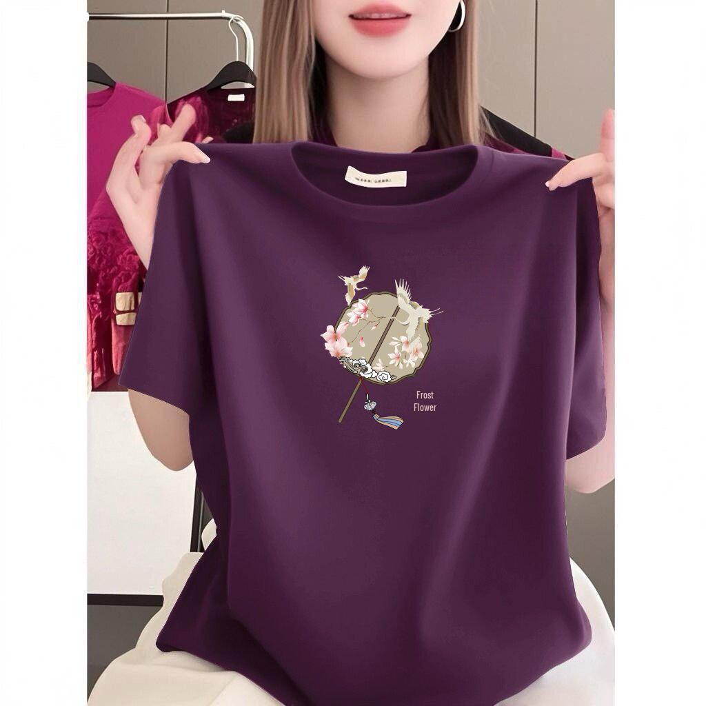 Women's Summer Short-sleeve Printed T-shirt - Loose, Slimming, Casual Wear