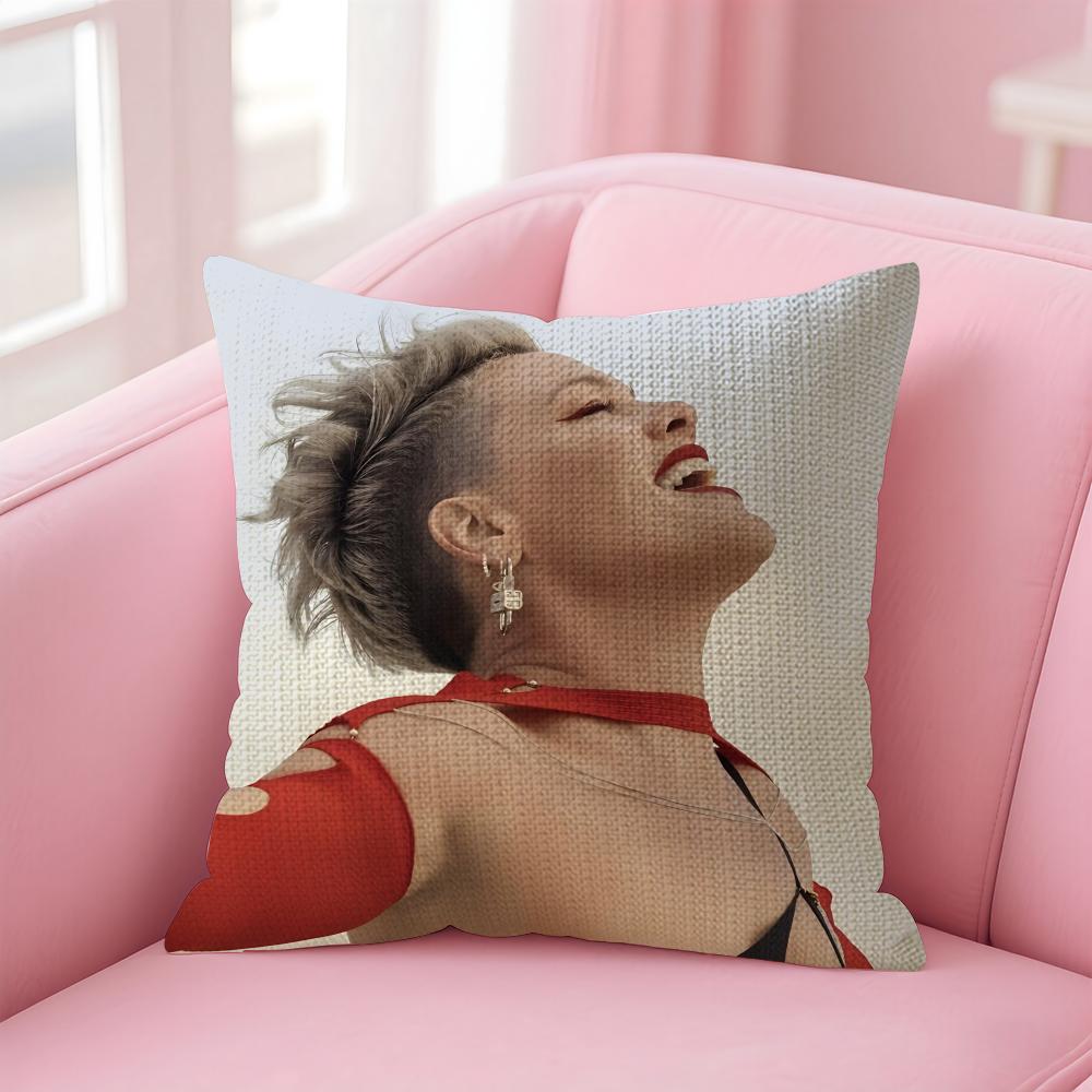 

PPink TTrustfall Singer Cushion Cover Natural Linen Pillow Case DoubleSided Print Decorative Sofa Pillowcase Home Decor Gift 30x30cm