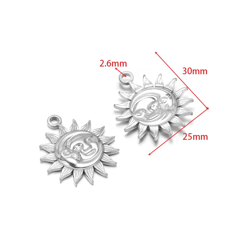 5Pcs Stainless Steel Multistyle Sun Charms Flower Pendants for DIY Retro Jewelry Making Handmade Necklace Earrings Findings Bulk