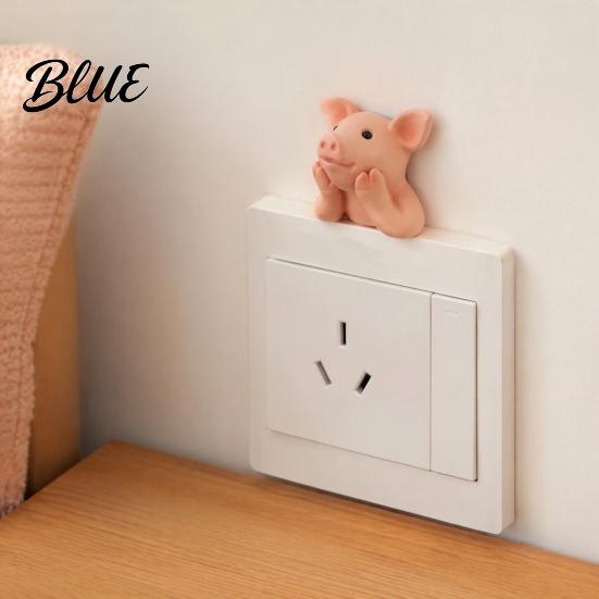 Resin Home Decoration Ornaments 3D Cute Animal Light Switch Sticker Cartoon Pig Cat Mermaid Frog Wall Small Desktop Ornament Crafts Stickers,