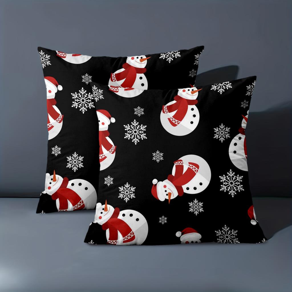 1 Pieces Christmas Snowman Pattern Black Pillowcase Set Polyester Pillowcase, Sofa Decorative Cushion Cov Headboard Pillow