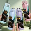 1PC Minecraft Robot Warrior Print 750ml Color Plastic Sports Water Bottle Leakproof Flip Straw Lid Suitable for Sports Office Home Use