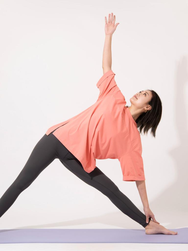 York BIG Tee Yoga Wear Short Quick Body Long Length M Size [Lupa] T-Shirt, Women's, Sleeve, Absorbent, Drying, Coverage, / Lavender,