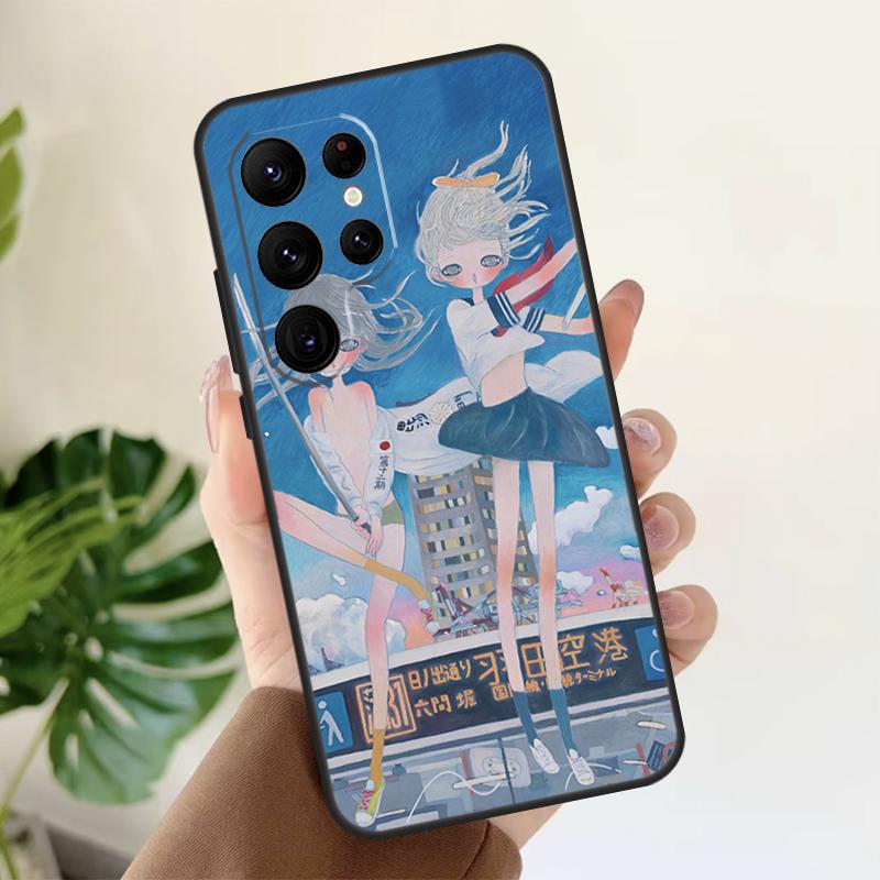 Cartoon Aesthetic Aya Takano Soft Case For Samsung Galaxy S25 S24 S23 S22 S21 Ultra S9 S10 Plus S23 FE S24 FE Phone Cover