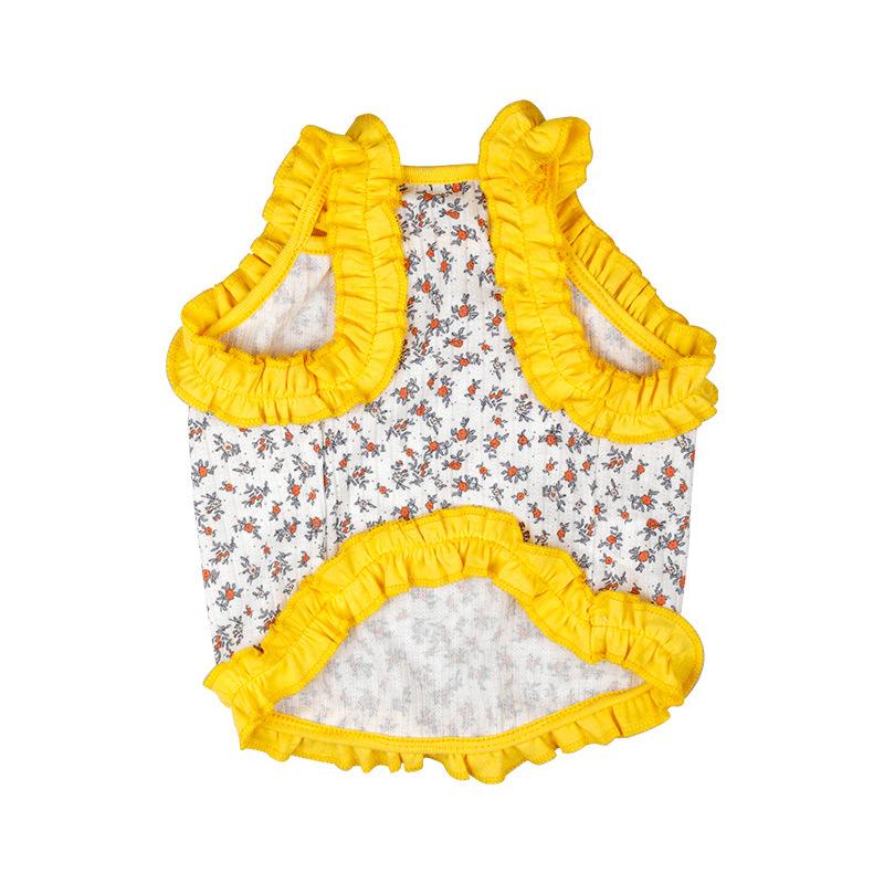 

Processing summer dog clothes lace suspenders floral pure cotton breathable air conditioner sunscreen clothes clearance method Teddy Corgi M
