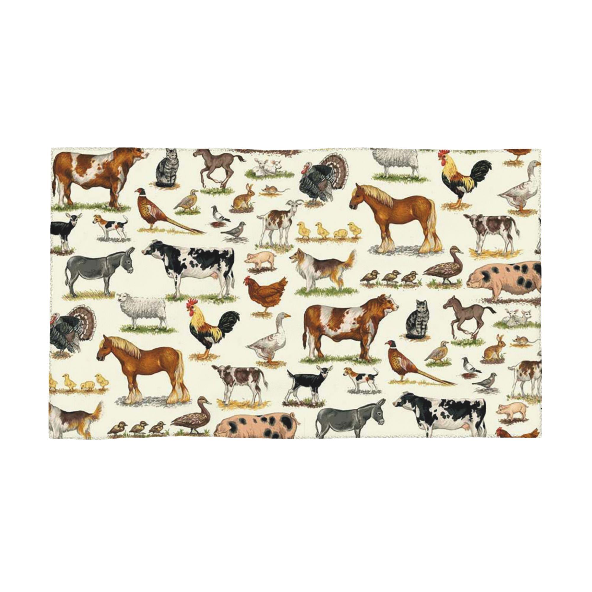 

Country Farm Animals Farmhouse Village Pet Soft Face Towel Quick Dry Pool Bath Cotton Towels Breathable W40*H60(CM)