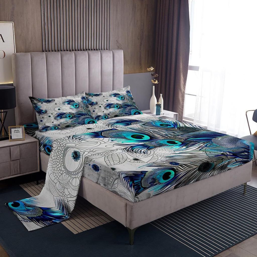 Ocean Animal Shark Pattern Bed Hat Four-Piece Bedding Set Bedroom Dormitory Bedding Decoration