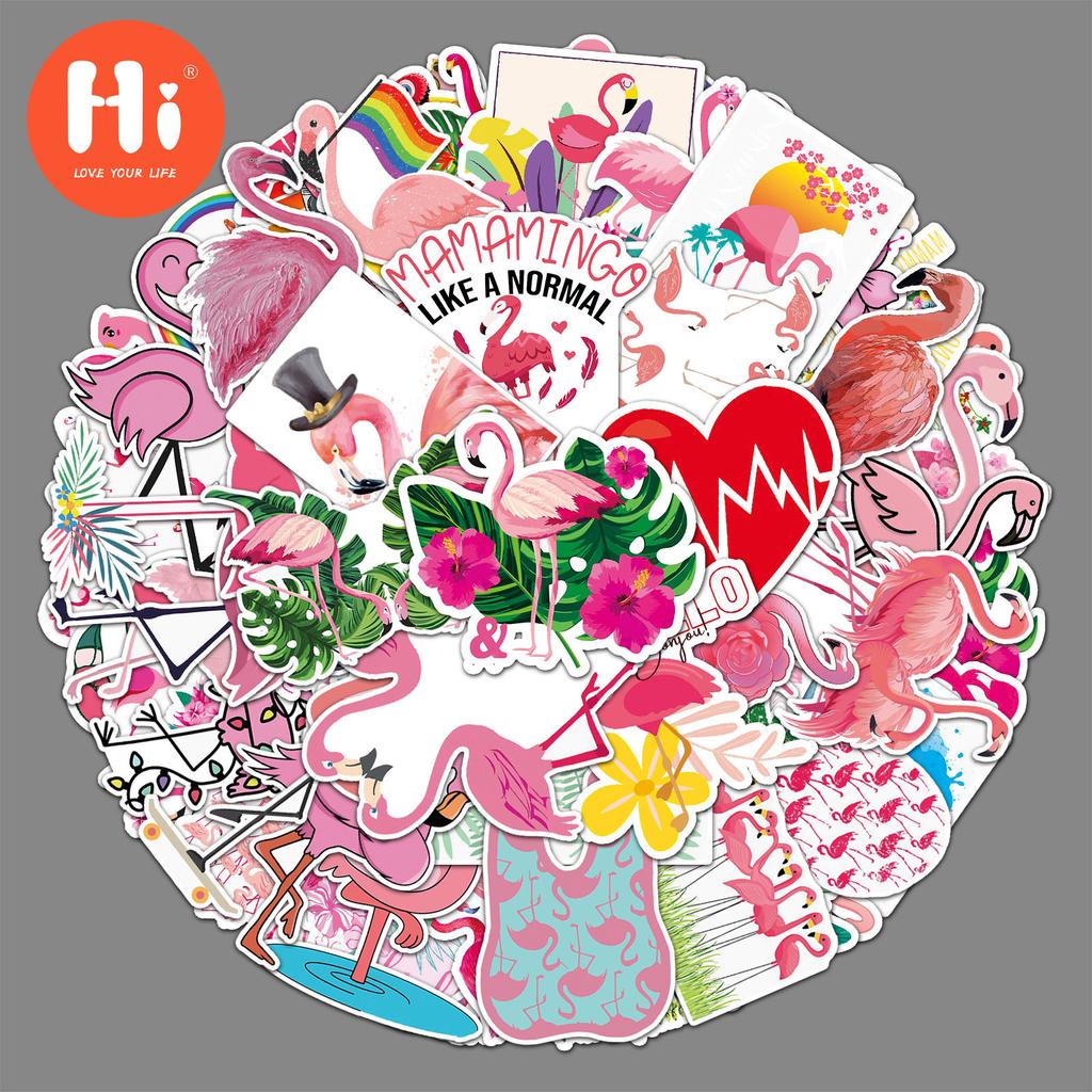 100 Flamingo Graffiti Stickers, Cartoon Animals, Decorations, Scooters, Motorcycles, Bikes, Car Stickers