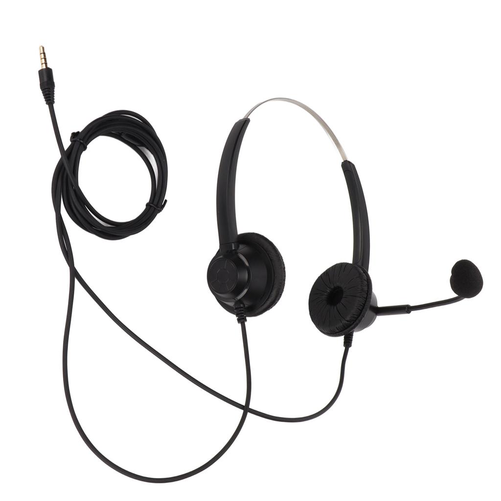 Telephone Headset Noise Reduction 3.5mm Straight Head Customer Service Headphone with Mic for VOIP Phones Call Center
