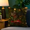 Cute Cat with a Red Hat Decoration  Pillow Case Natural Linen Pillow Case DoubleSided Decor Sofa Pillowcase Home Decor