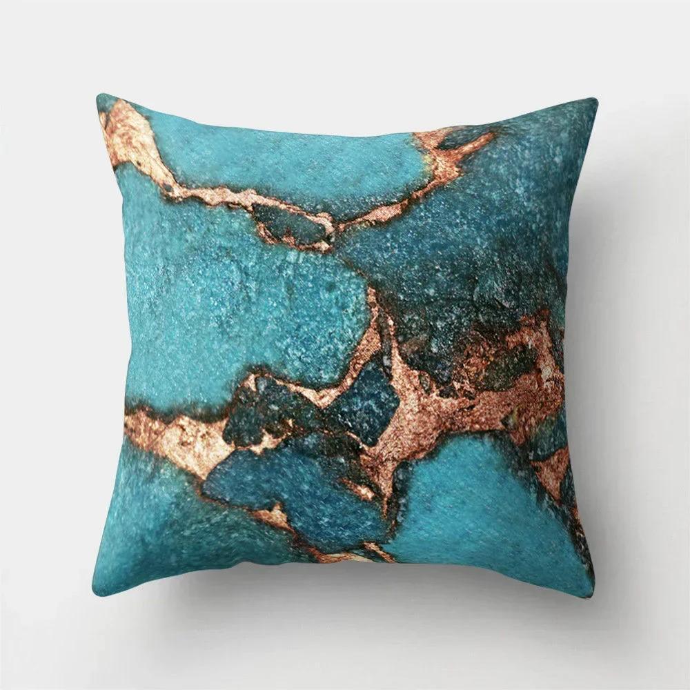 45*45 Marble Ocean Sea Pattern Polyester Throw Pillow Living Room Cushion Cover Home Decoration Sofa Decorative Pillowcase
