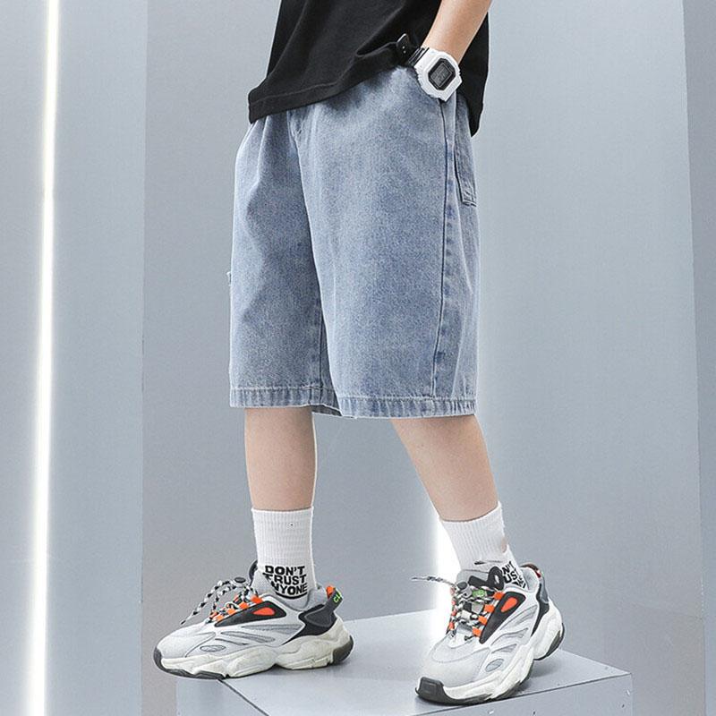 Sweat Pants Kids Boys Denim Shorts Boys Straight Jeans Shorts Summer Casual Short with Pocket Pants for Kids Boys