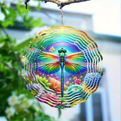 Cata-vento Pendurado de 10 Polegadas com Gancho de 360 Graus para Decoração de Jardim de Varanda Primavera Verão Decoração Externa