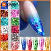 12 Colors Sparkly Holographic Nail Art Glitter Sequins Laser 3D Hexagon Flakes Nail Powder Makeup Nail Art Decorations Manicure