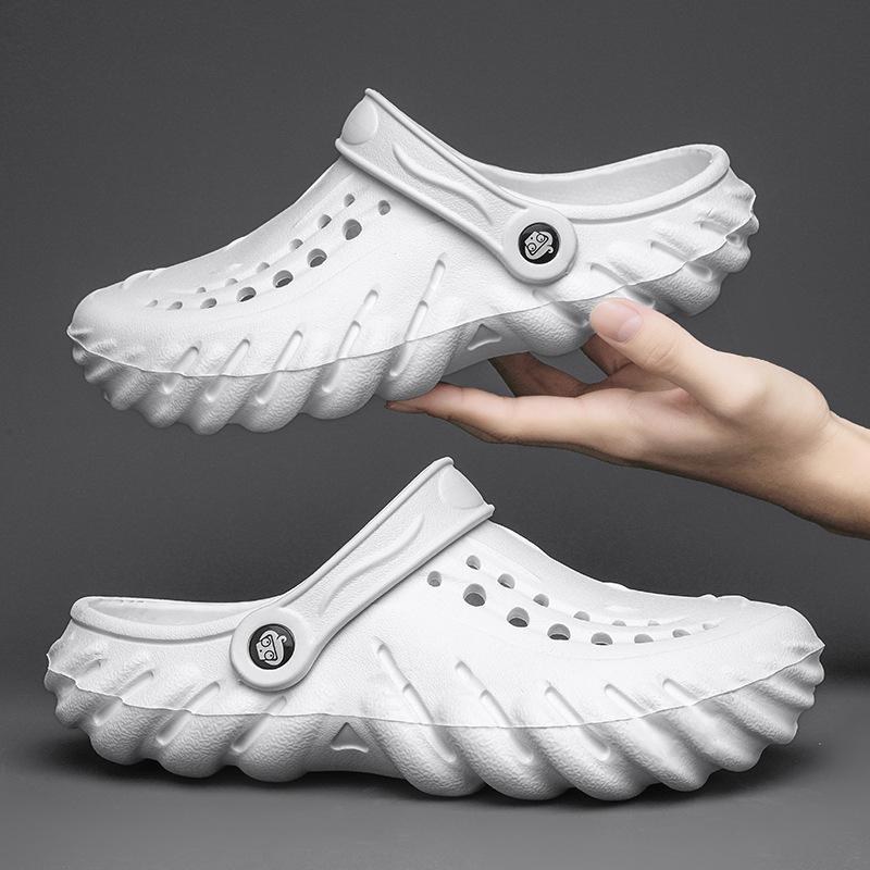 

Летние классные тапочки мужские полые садовые туфли с отверстиями один ботинок два надевают сумку сандалии пляжная обувь Туфли с отверстиями 45