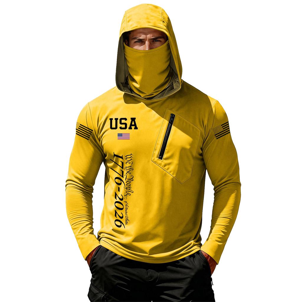 Camiseta Casual con Capucha de Manga Larga para Hombre con Protección Solar