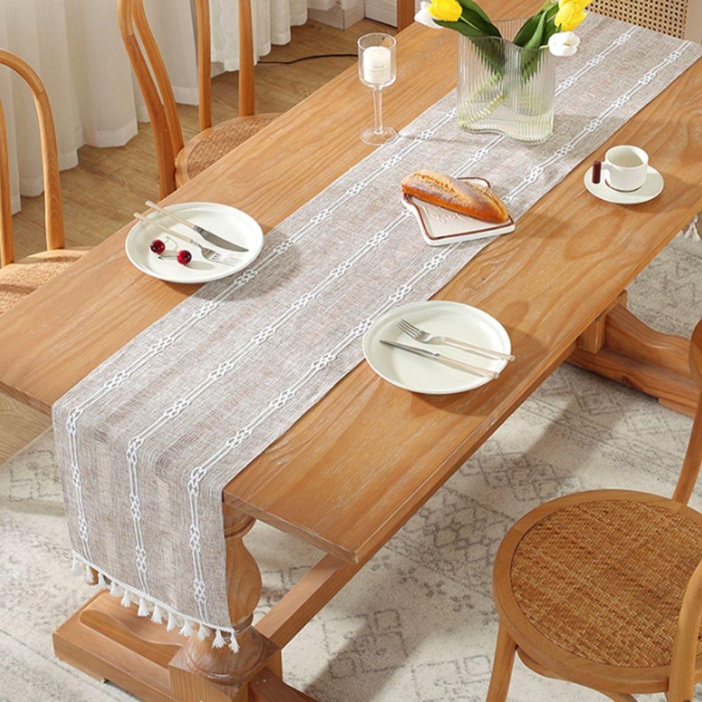 Woven Table Cover Nordic Style Tablecloth INS Cotton Linen Table Runner  Table Decor