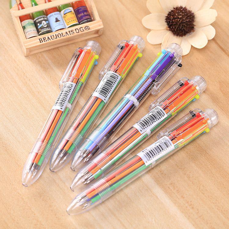 Cartoon Multi-Color Push Click Pen: Cute, Functional, Six-Color Ballpoint for Women