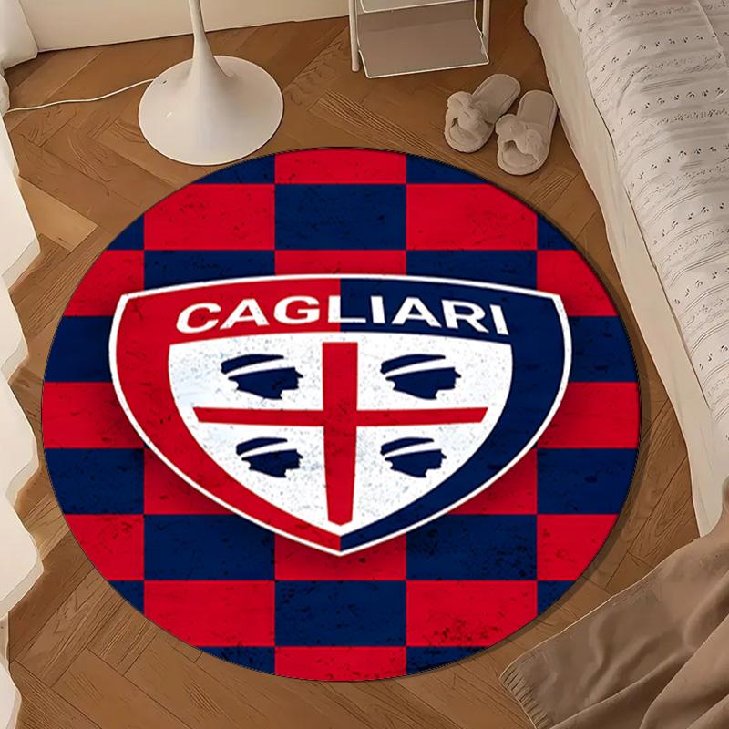 1PC Football Cagliari Design Round Rug for Livingroom,Bedroom, Palyroom, Chair Rug, Area rug, Circle Carpet, Large Size Fan Christmas gift