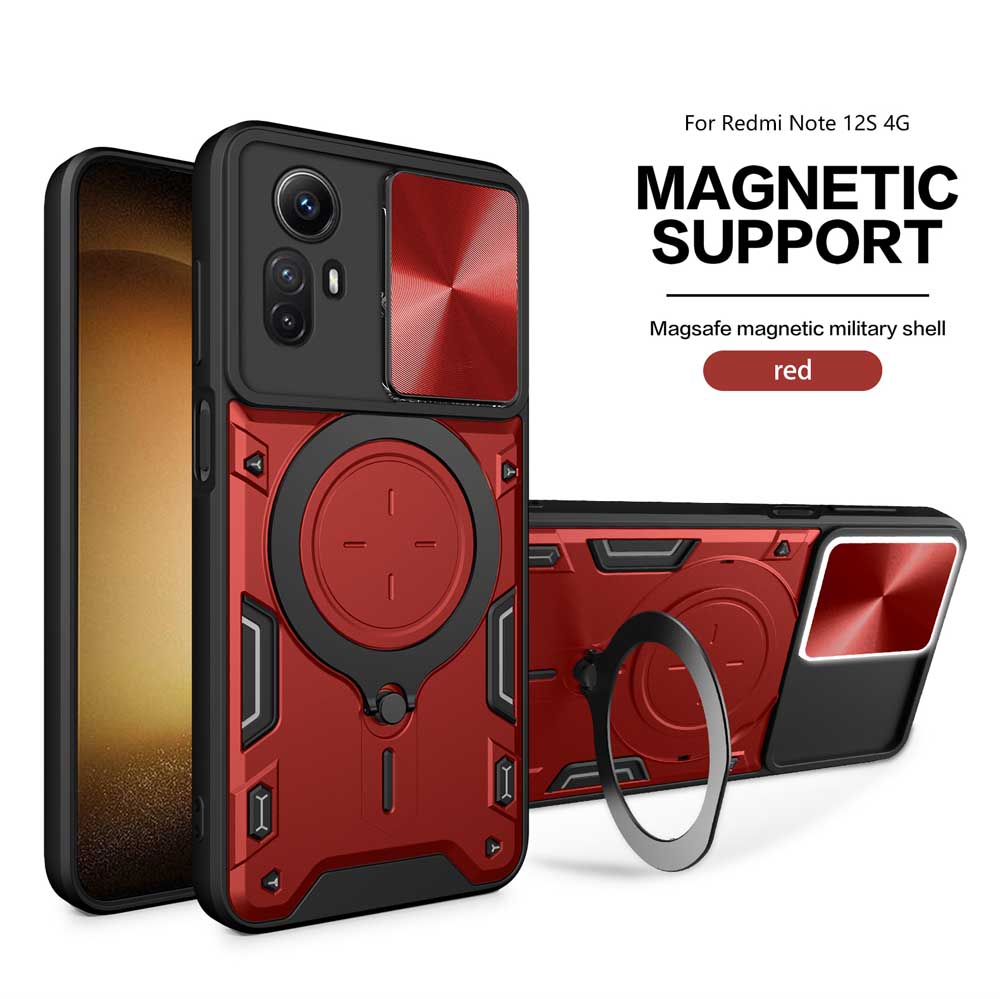 Magsafe Magnetic Camera protection case for Redmi Note 12 Pro Plus 11Pro 10Pro 12s 11s Armor Hybrid Metal Ring Back Cover