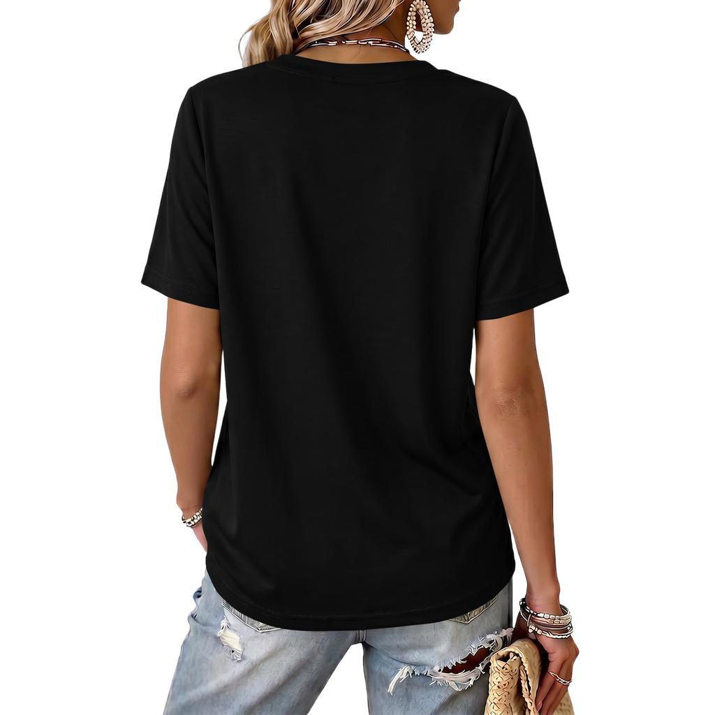 Women's V-Neck Printed Blouse, Lightweight Spring Summer Top