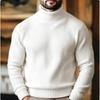 Pull en Maille Ajusté Homme Col Haut Hiver 2026 Couleur Unie Poignets Côtes Manches Longues Pull Casual